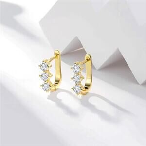 14K Gold Plated Cubic Zirconia Hoop Earrings for Women